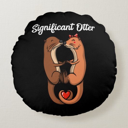 Significante otter Cute Animals Couple Joke Rond Kussen (Voorkant)