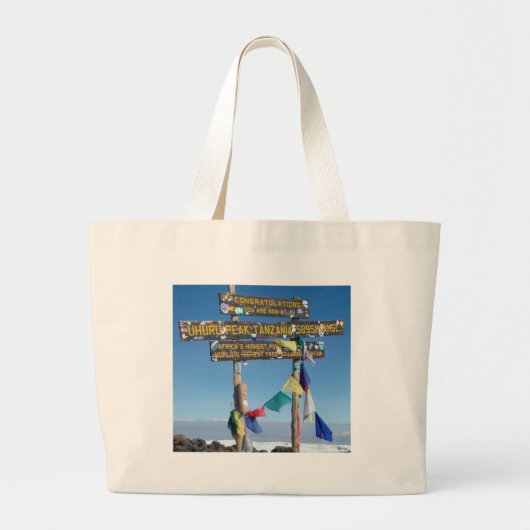 Signpost over de Top van Kilimanjaro kenya Grote Tote Bag (Voorkant)