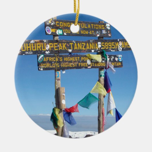 Signpost over de Top van Kilimanjaro kenya Keramisch Ornament (Voorkant)