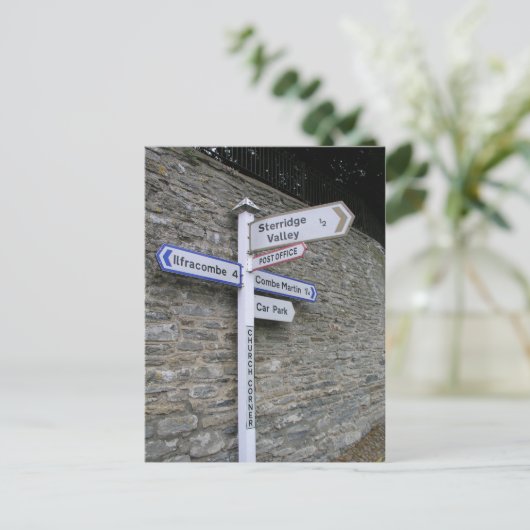 Signpost te Berrynarbor, North Devon, VK Briefkaart (Staand voorkant)
