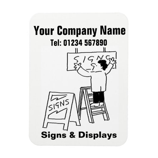 Signs & Display Cartoon. Zakelijke promotie Magneet (Verticaal)