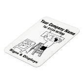 Signs & Display Cartoon. Zakelijke promotie Magneet (Linkerzijde)
