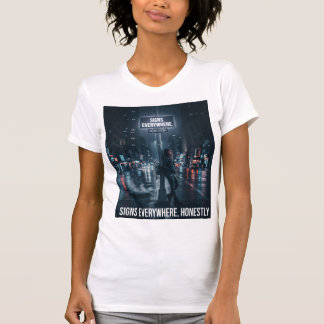 Signs Everywhere City Street Night Scene T-shirt