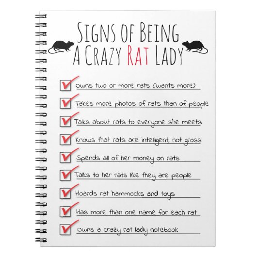 Signs of Being a Crazy Rat Lady Notitieboek (Voorkant)