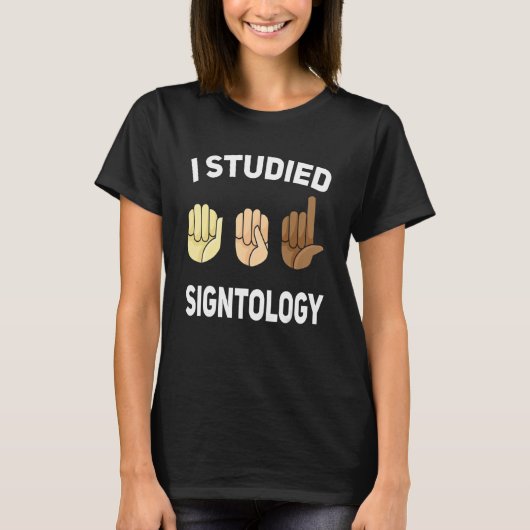 Signtology Hand Sign Language ASL Handgebaar dea T-shirt (Voorkant)