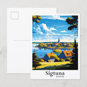 Sigtuna Sweden Art Vintage reisillustratie Briefkaart