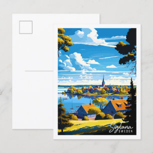Sigtuna Zweden vintage reisillustratie Briefkaart