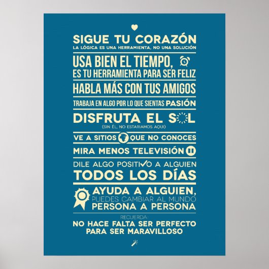 Sigue tu corazón - Bleu Poster (Voorkant)