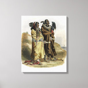 Sih-Chida en Mahchsi-Karehde, Mandan Indians, pla Canvas Afdruk