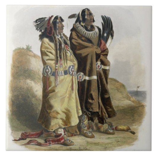 Sih-Chida en Mahchsi-Karehde, Mandan Indians, pla Tegeltje (Voorkant)