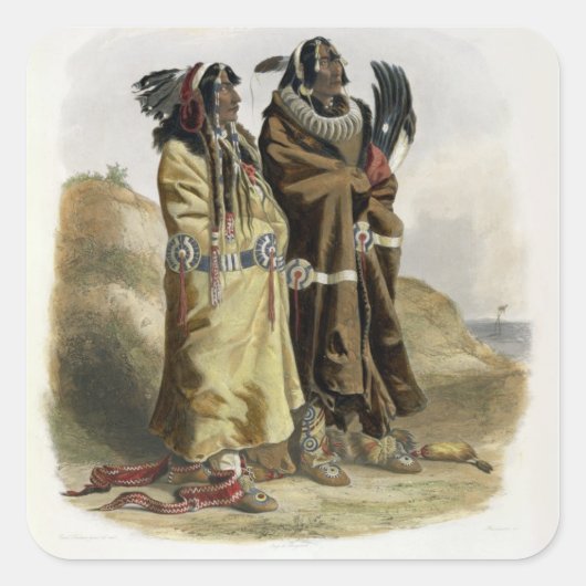 Sih-Chida en Mahchsi-Karehde, Mandan Indians, pla Vierkante Sticker (Voorkant)