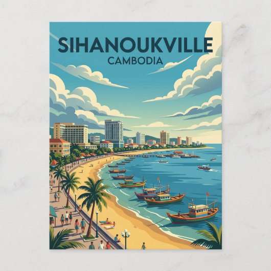 Sihanoukville Cambodja Briefkaart (Voorkant)