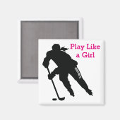 Sihlouette Magnet voor dames-ijshockeyspeler (Voorkant / Achterkant)