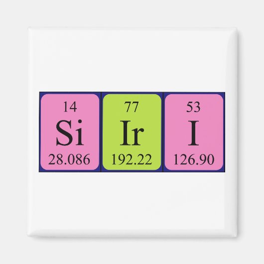 Siiri periodieke tabelnaam magneet (Voorkant)