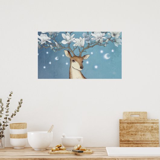 Sika Deer Magnolia Poster (Keuken)
