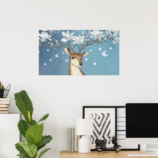 Sika Deer Magnolia Poster (Thuiskantoor)