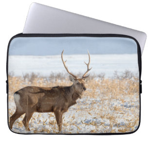 Sika-hert in een besneeuwd veld   Japan Laptop Sleeve
