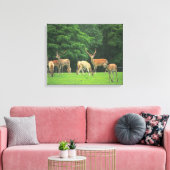 Sika-herten die in de clearing staan canvas afdruk (Insitu (Woonkamer))