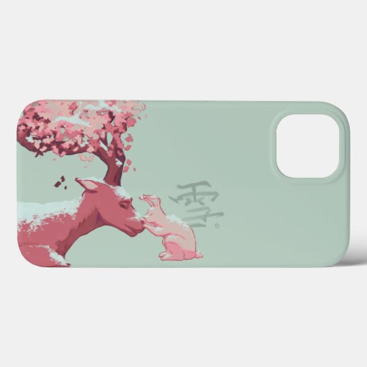 Sika Herten en Konijn in de Sneeuw Case-Mate iPhone Case (Achterkant (horizontaal))