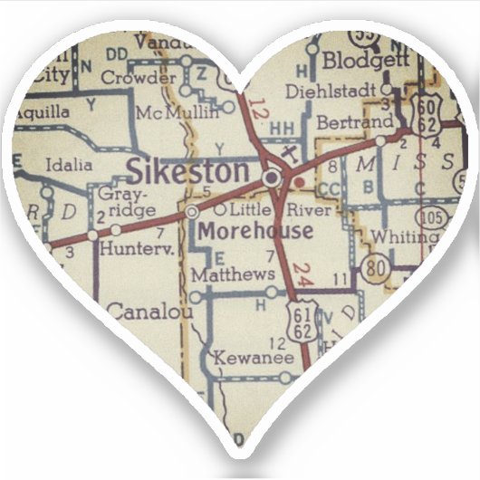  Sikeston Map Sticker (Voorkant)