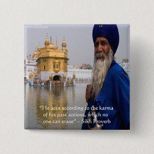 Sikh Acties/Karma Spreekwoord Vierkante Button 5,1 Cm