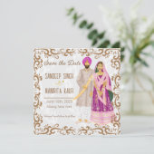 Sikh bruiloft Illustration Flat Kaart (Staand voorkant)