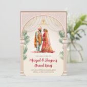 Sikh bruiloft nodigt uit tot Digital Punjabi uitno Kaart (Staand voorkant)