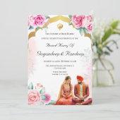 Sikh bruiloft uitnodiging Anand karaj uitnodiging (Staand voorkant)