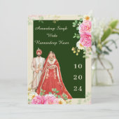 Sikh bruiloft uitnodiging Punjabi bruiloft uitnodi (Staand voorkant)