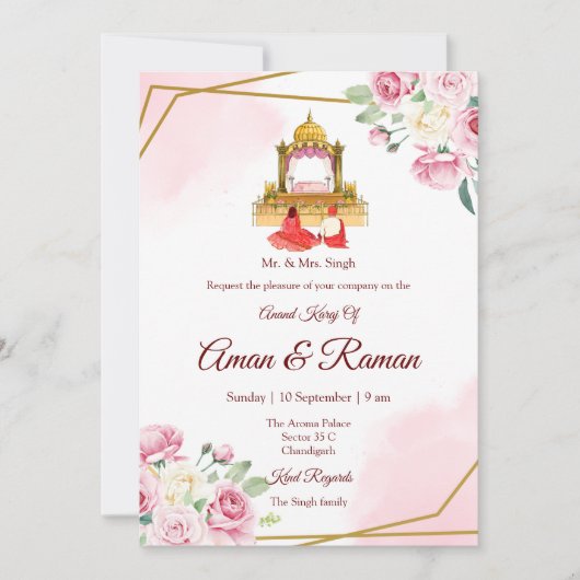 Sikh bruiloft uitnodiging Punjabi bruiloft uitnodi (Voorkant)
