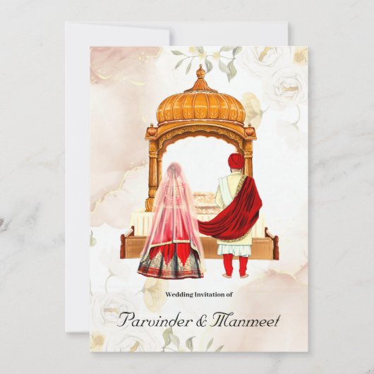 Sikh bruiloft uitnodiging Sikh bruiloft kaarten (Voorkant)