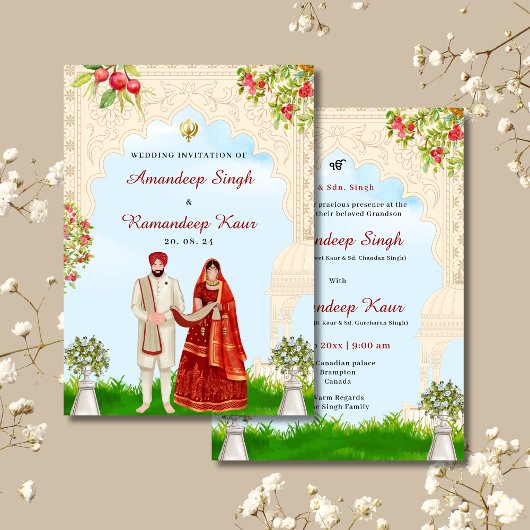 Sikh bruiloft uitnodiging Sikh bruiloft kaarten