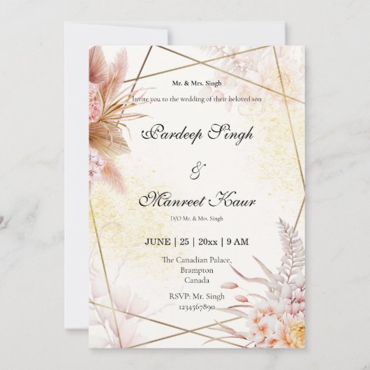 Sikh bruiloft uitnodiging Sikh trouwkaart Punjabi (Achterkant)