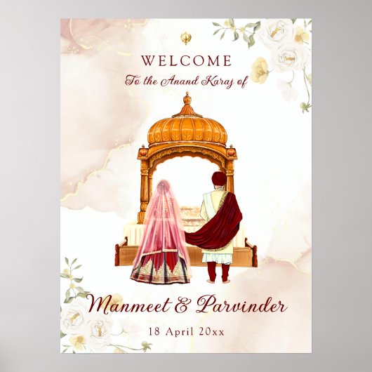 Sikh bruiloft welkom teken Punjabi bruiloft teken Poster (Voorkant)