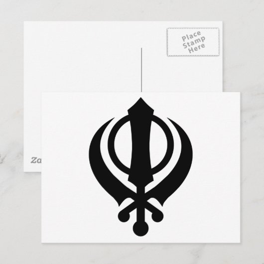 Sikh Khanda Black Briefkaart (Voorkant / Achterkant)