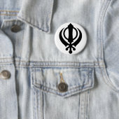 Sikh Khanda Black Ronde Button 5,7 Cm (In situ)