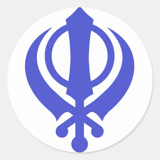 Sikh Khanda Blue Ronde Sticker (Voorkant)