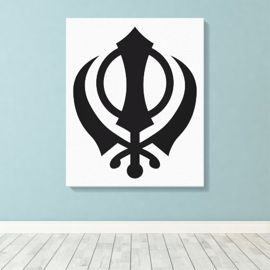Sikh Khanda Canvas Afdruk (Insitu (Houten vloer))