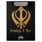 Sikh Khanda "Fearless & Free" Spiritueel Klembord (Voorkant)