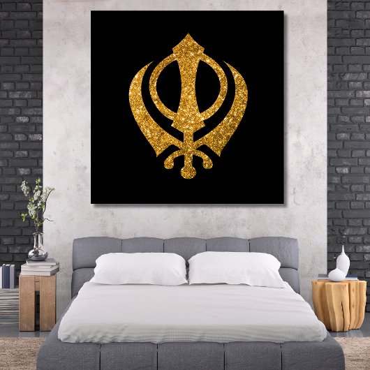Sikh Khanda Glittery Symbool Canvas Afdruk