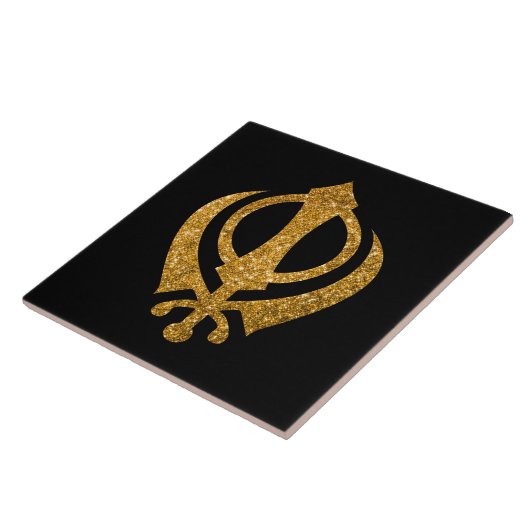 Sikh Khanda Glittery Symbool Tegeltje (Zijkant)