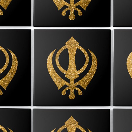 Sikh Khanda Glittery Symbool Tegeltje