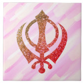 Sikh Khanda Glittery Symbool Tegeltje (Voorkant)