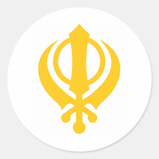 Sikh Khanda Gold Ronde Sticker (Voorkant)