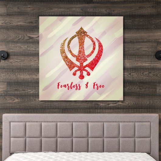 Sikh Khanda "Onbevreesd & Vrij" Canvas Afdruk