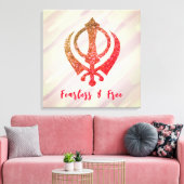 Sikh Khanda "Onbevreesd & Vrij" Canvas Afdruk (Insitu (Woonkamer))