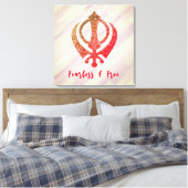 Sikh Khanda "Onbevreesd & Vrij" Canvas Afdruk (Insitu (Slaapkamer))