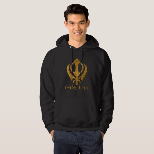 Sikh Khanda "Onbevreesd & Vrij" Hoodie (Voorkant volledig)