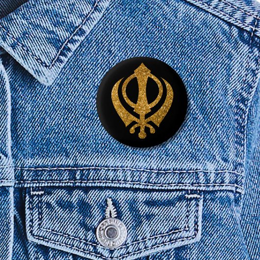 Sikh Khanda "Onbevreesd & Vrij" Ronde Button 3,2 Cm