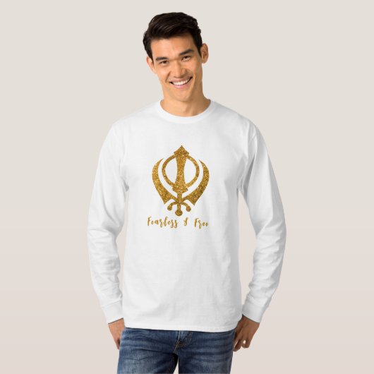 Sikh Khanda "Onbevreesd & Vrij" T-shirt (Voorkant volledig)